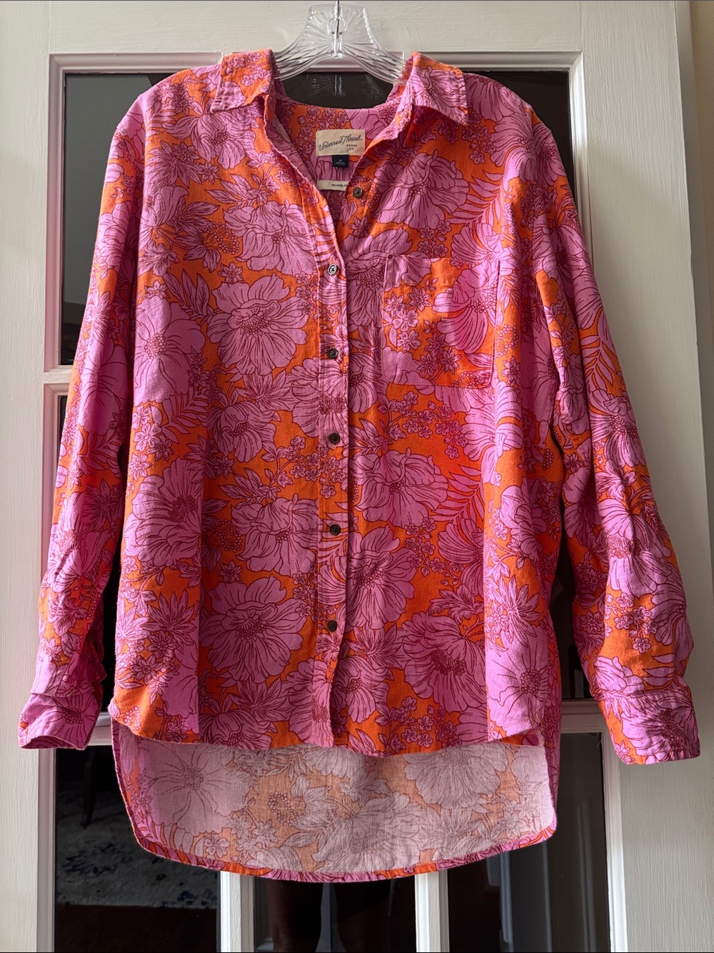 Universal Thread Pink and Orange Floral Button-Down Shirt
